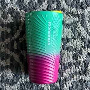 Starbucks Spring Petunia Ombré Pink and Green Ceramic Double-Walled Tumbler